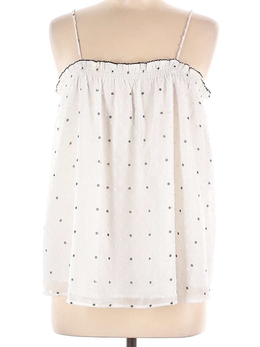 LOFT Swiss Dot Polka Dot Cami Tank Top Ivory Black Flowy Medium